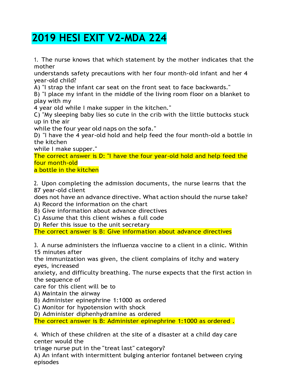 Preview image of 2019 HESI EXIT V2-MDA 224 document